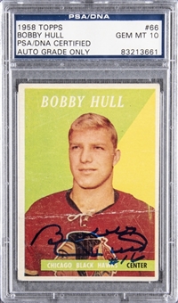 1958 Topps #66 Bobby Hull Signed Rookie Card – PSA/DNA GEM MT 10 Signature!
